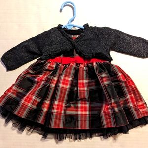 Carters Black And Red Holiday Dress With Over Sweater Size 0-3 Months